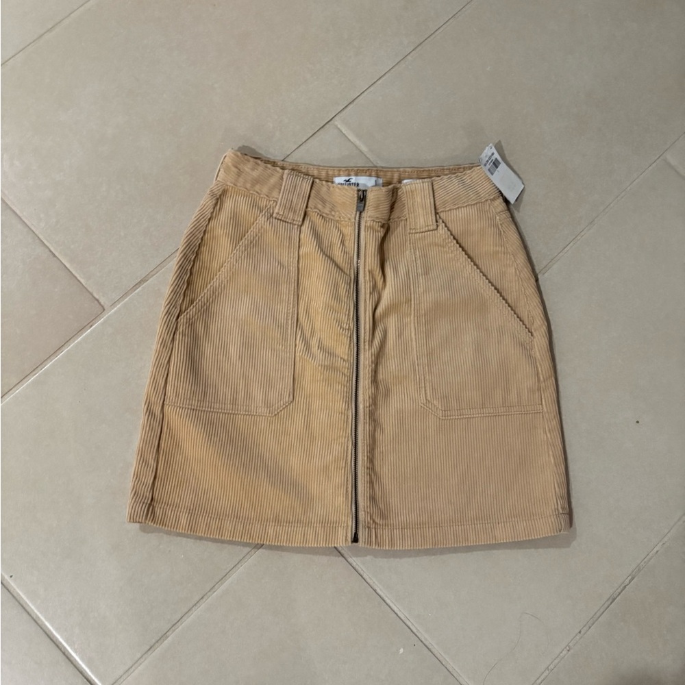 NWT hollister Tan Corduroy Ultra High-Rise Mini Skirt Sz 1 grandpa core coastal
